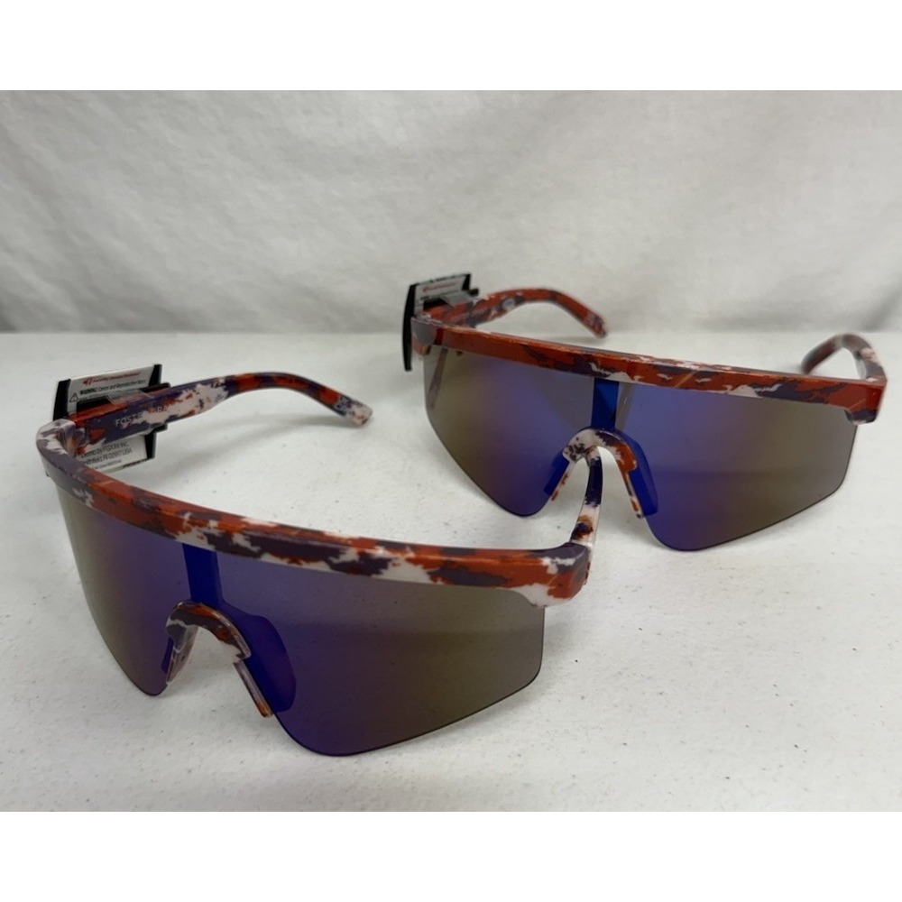 2 Pair Foster Grant Caliblue Plastic Shield Sunglasses Multicolor New